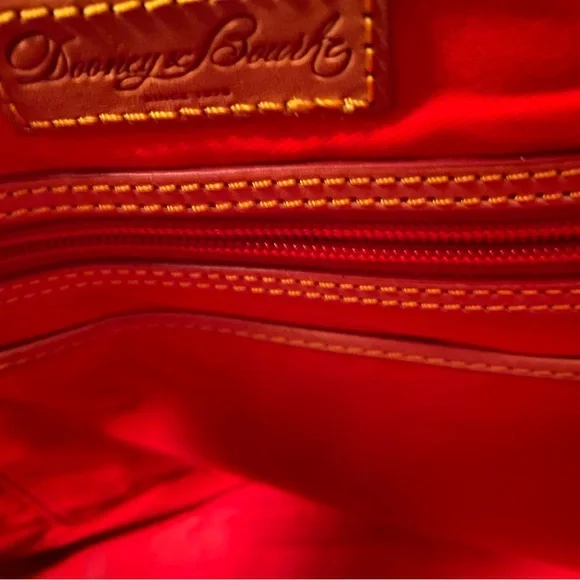 Dooney & Bourke Black and White Polka Dot Tote with Tan Straps - Picture 4 of 7